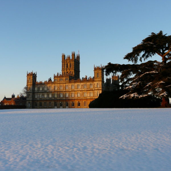 Highclere Castle in setting winter sun