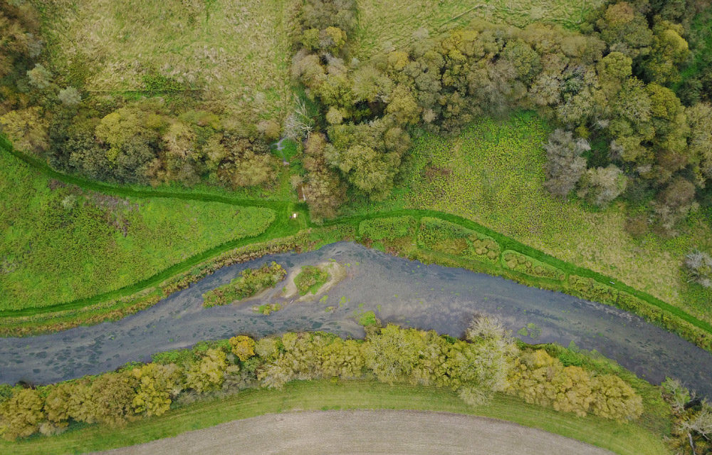 Aerial sparkling streams, credit Town & Manor of Hungerford