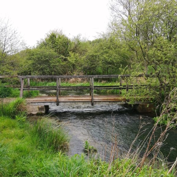 Footbridge over a chalk stream