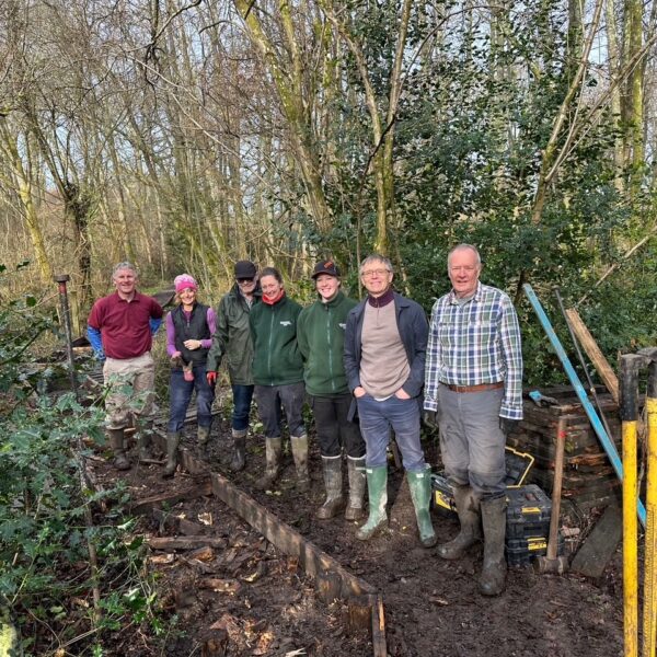 Volunteers at the East Woodhay boardwork