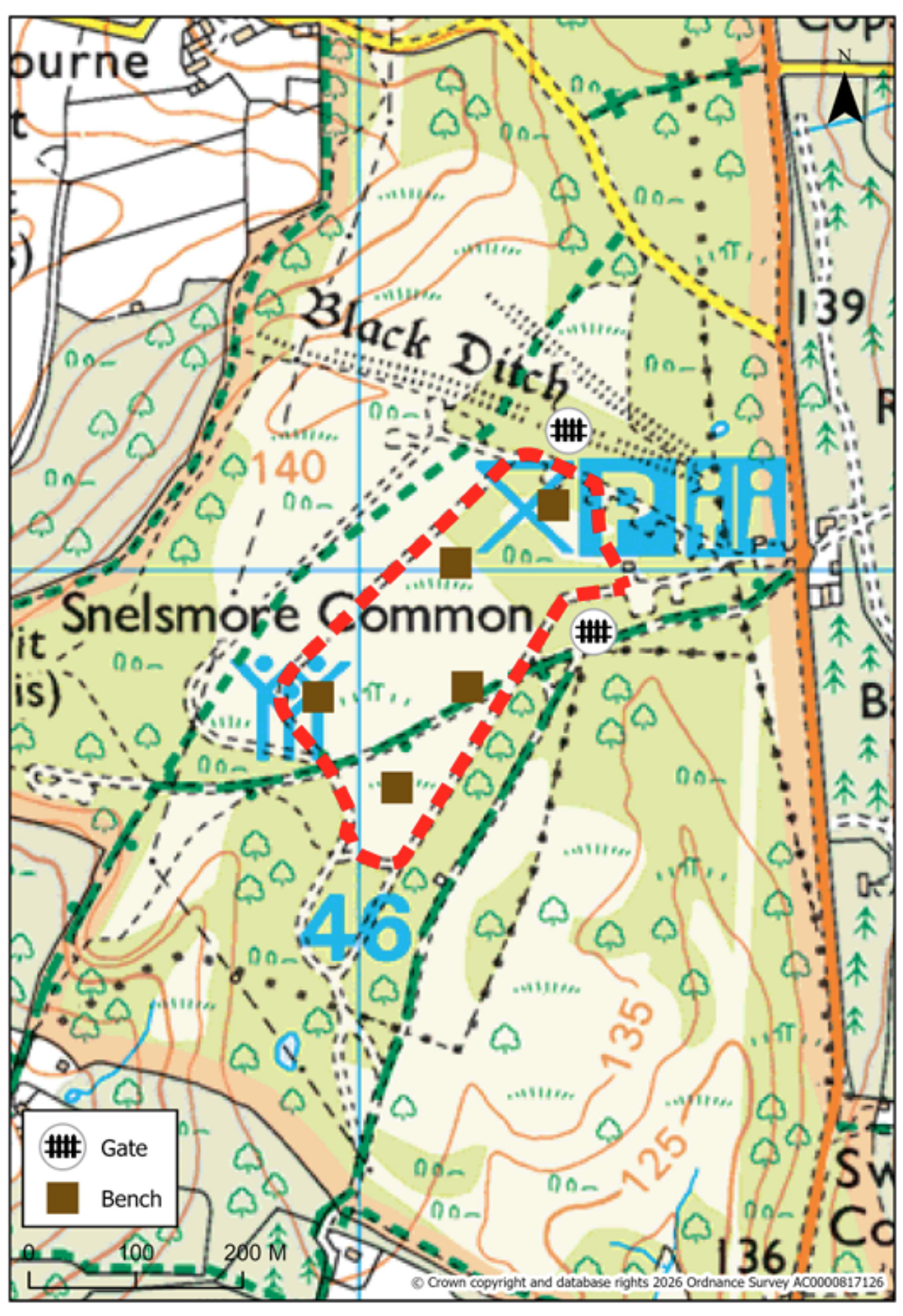 Snelsmore Route on OS Map Snelsmore Route on OS Map